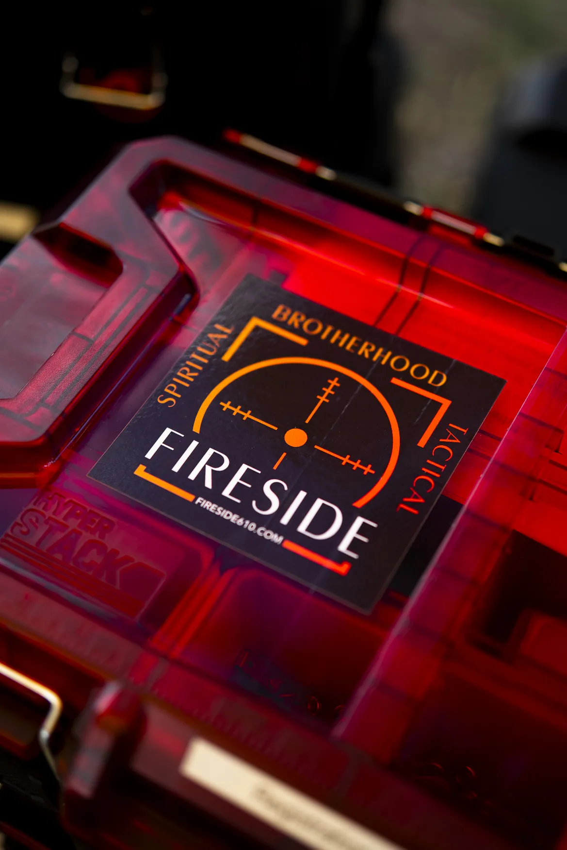 Red toolbox with Fireside 610 logo sticker